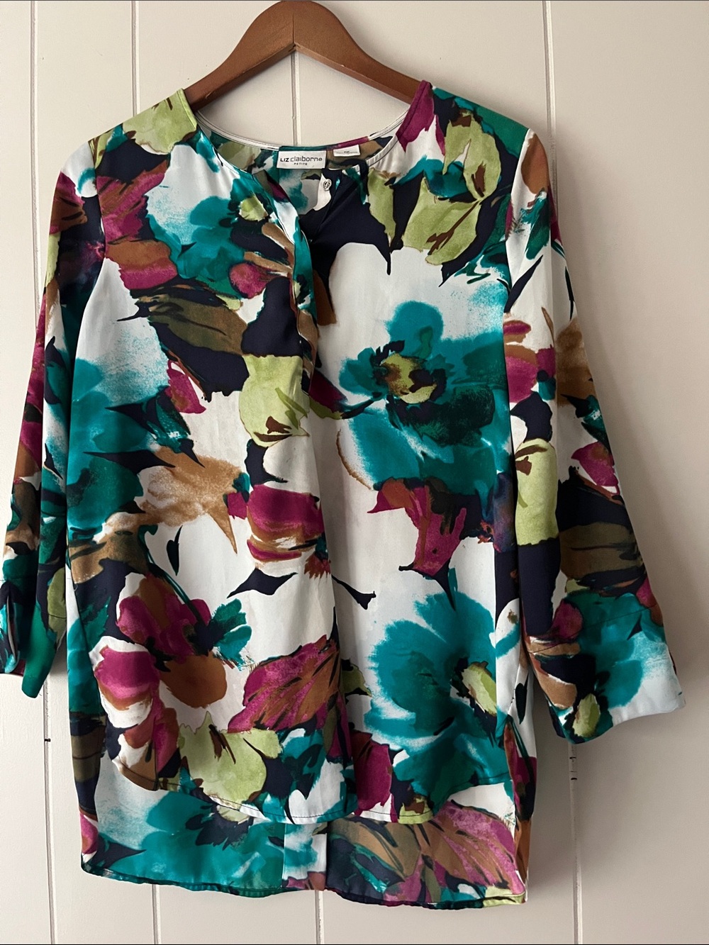 Liz Claiborne Floral Teal & Magenta Tunic